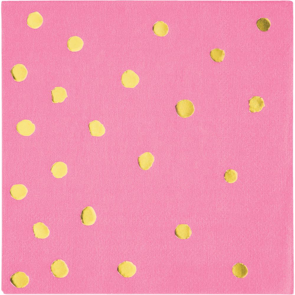 CANDY PINK 3 PLY.  FOIL STAMP BEVERAGE NAPKINS 16 CT.