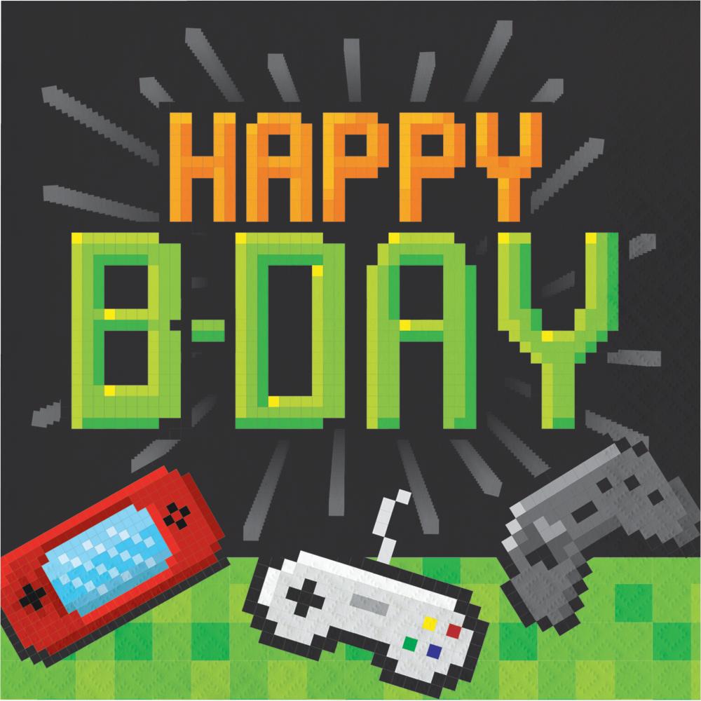 HAPPY BIRTHDAY GAMING PARTY 2 PLY LUNCH NAPKINS 16 CT
