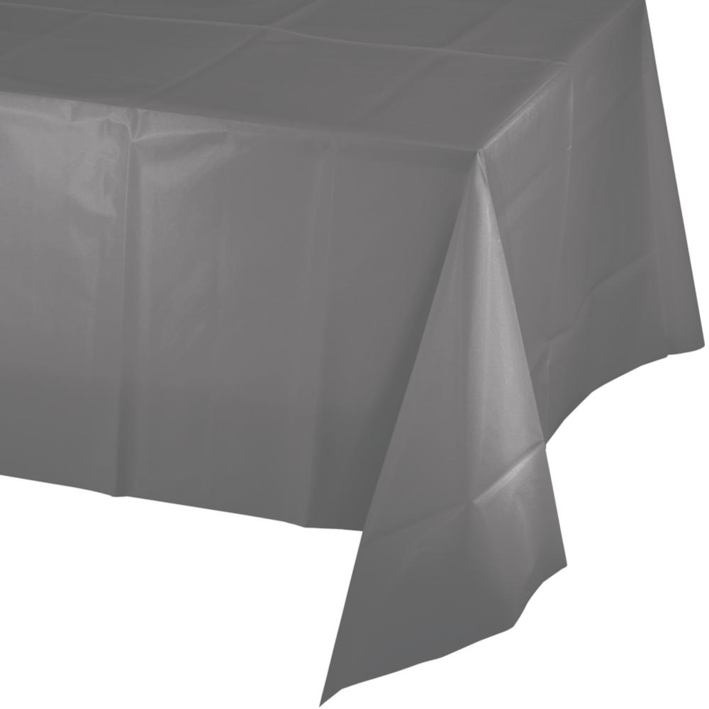 GLAMOUR GRAY PLASTIC TABLECOVER  54IN. X 108IN.  1CT. 
