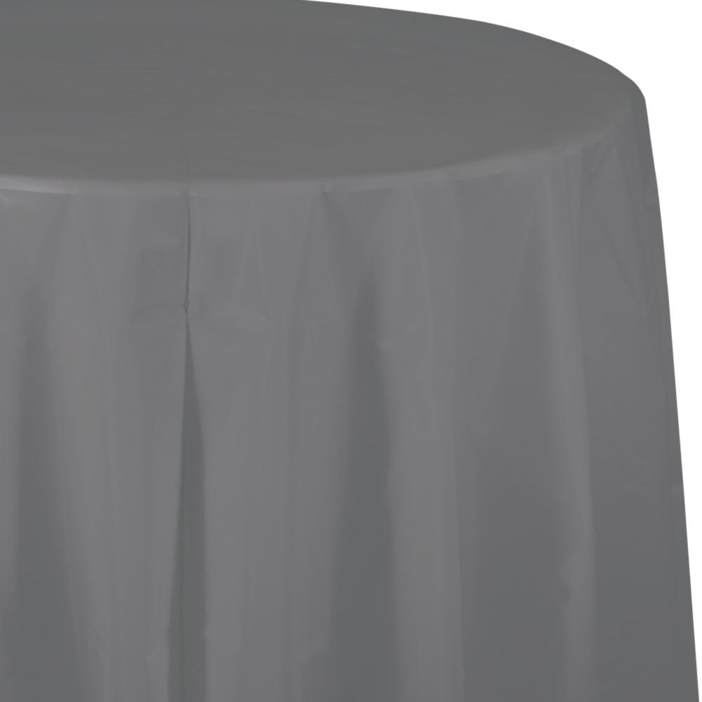 GLAMOUR GRAY ROUND PLASTIC TABLECOVER 1 CT. 