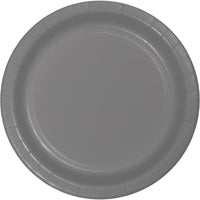 GLAMOUR GRAY PAPER DESSERT PLATES 24 CT. 
