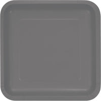 GLAMOUR GRAY SQUARE PAPER LUNCH PLATES 18 CT. 