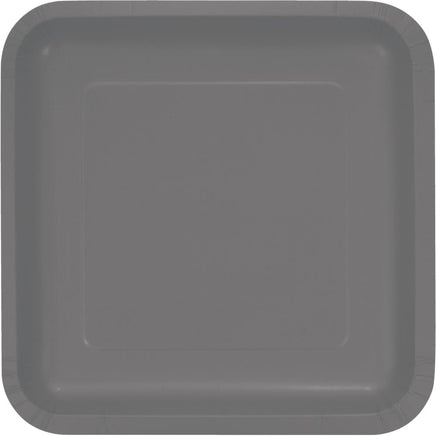 GLAMOUR GRAY SQUARE PAPER LUNCH PLATES 18 CT. 