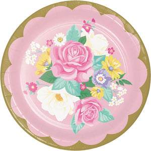 9 in. Floral Tea Party Assorted Lunch Plate 8 ct.
