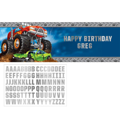 Monster Truck Rally Giant Banner W/Stickers  1 ct. 