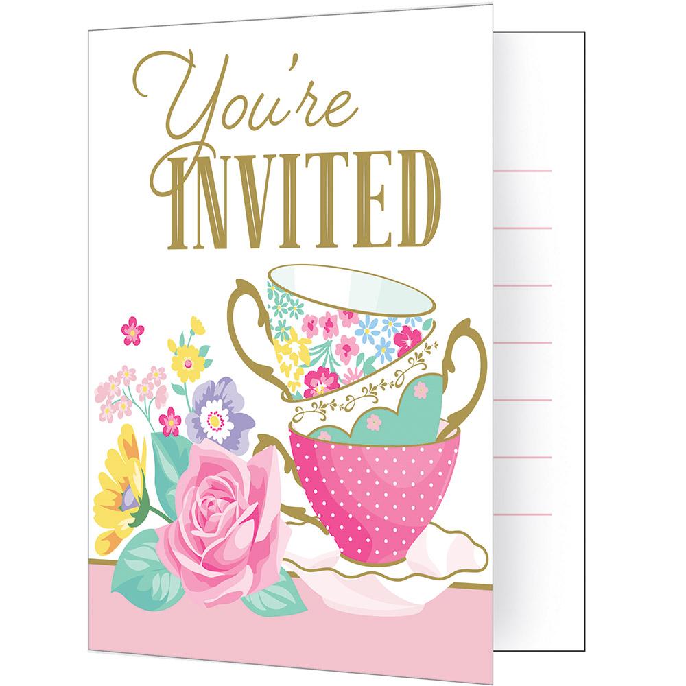Floral Tea Party Invitations 8 ct.