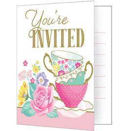 Floral Tea Party Invitations 8 ct.