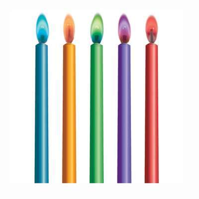 Color Flame Birthday Candles & Holders 10ct