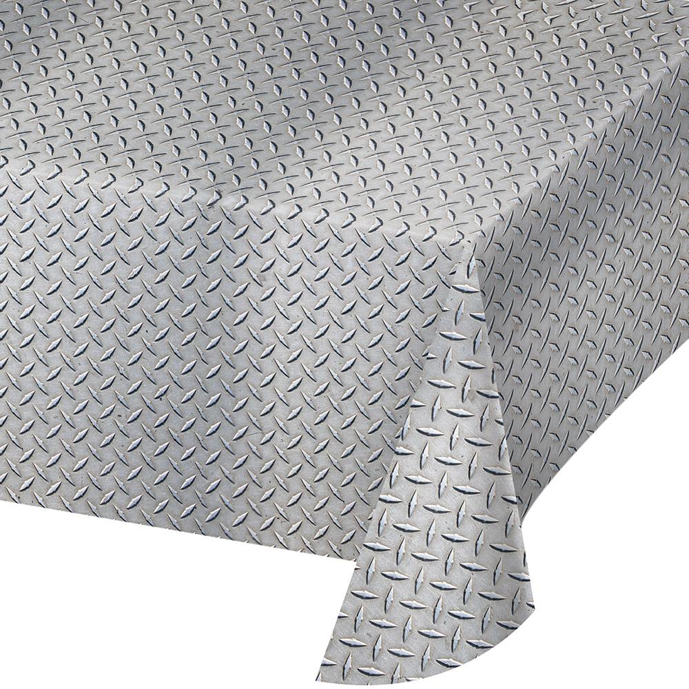Diamond Plate Plastic Tablecover 1 ct.  54 in. X 108 in. 