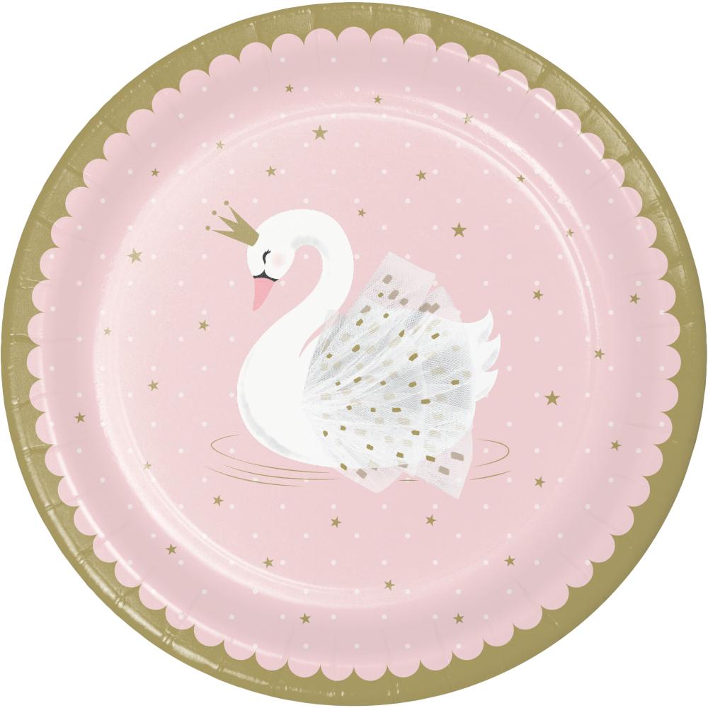 STYLISH SWAN 9 INCH PAPER PLATE 8 CT