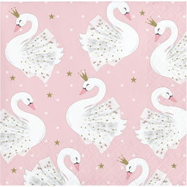 STYLISH SWAN 2 PLY BEVERAGE NAPKINS 16 CT