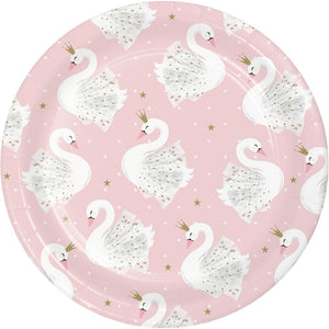 STYLISH SWAN 7 INCH PAPER PLATE 8 CT