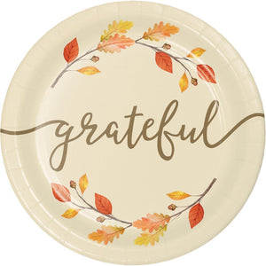 7IN. THANKFUL DESSERT PAPER PLATES 8 CT.