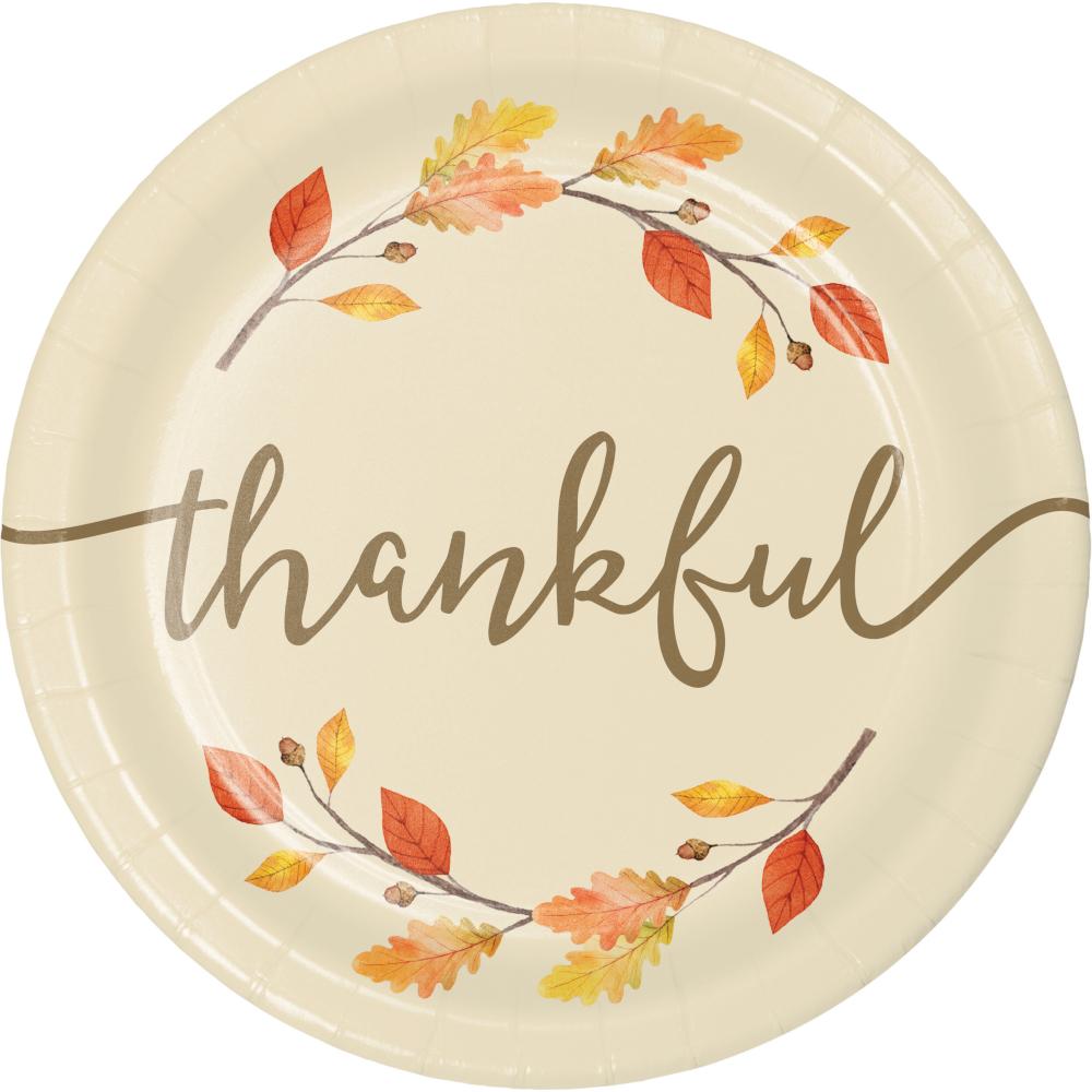 9IN. THANKFUL LUNCH PAPER PLATES 8 CT.