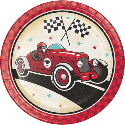VINTAGE RACE CAR PAPER LUNCH PLATES 8 CT. 
