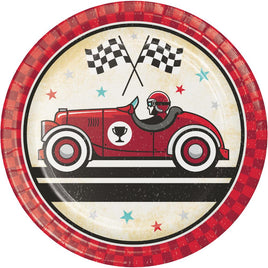 VINTAGE RACE CAR PAPER DESSERT PLATES 8 CT. 