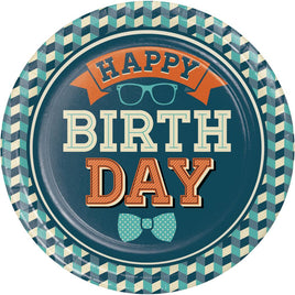 HIPSTER BIRTHDAY 9 INCH PAPER PLATE 8CT