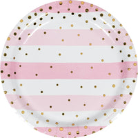 PINK AND GOLD CELEBRATION 9 INCH PLATE 8 CT