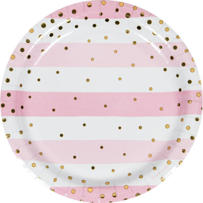 PINK AND GOLD CELEBRATION 9 INCH PLATE 8 CT