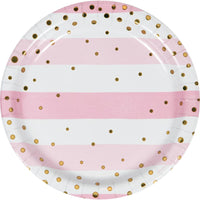 PINK AND GOLD CELEBRATION 7 INCH PLATE 8 CT