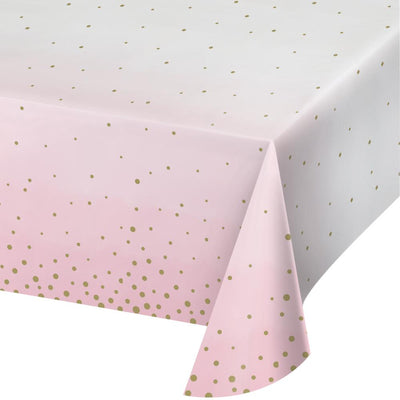 PINK AND  GOLD CELBRATION TABLECLOTH 54X102 1 CT