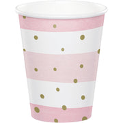 PINK AND GOLD CELEBRATION 9 OZ CUP 8 CT