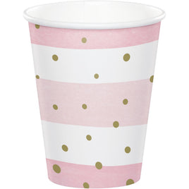 PINK AND GOLD CELEBRATION 9 OZ CUP 8 CT