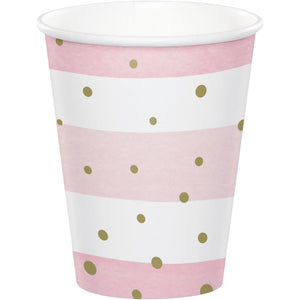 PINK AND GOLD CELEBRATION 9 OZ CUP 8 CT
