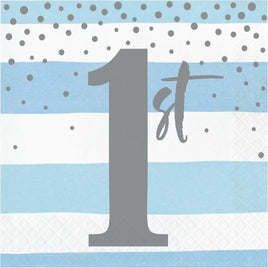 1ST BLUE AND SILVER CELEBRATION 2 PLY NAPKINS  16 CT