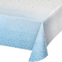 BLUE AND  SILVER CELEBRATION TABLECLOTH 54X102 1 CT