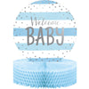 "WELCOME BABY" BLUE AND SILVER CELEBRATION CENTERPIECE 1CT