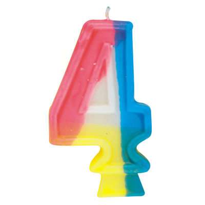 Number 4 Rainbow Birthday Candle