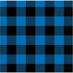 BLUE BLACK BUFFALO PLAID BEVERAGE NAPINS 16 CT. 