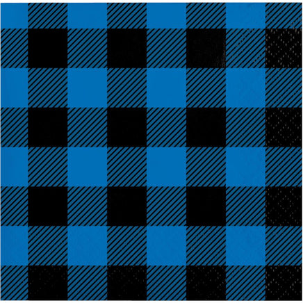 BLUE BLACK BUFFALO PLAID BEVERAGE NAPINS 16 CT. 