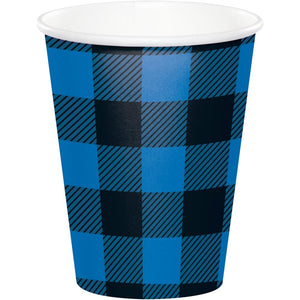 BLUE BLACK BUFFALO PLAID 9 OZ. PAPER CUPS 8 CT. 