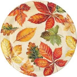 7IN. VIBRANT LEAVES DESSERT PAPER PLATES 8 CT.
