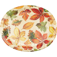 Vibrant Leaves Oval Paper Platter 8 ct.