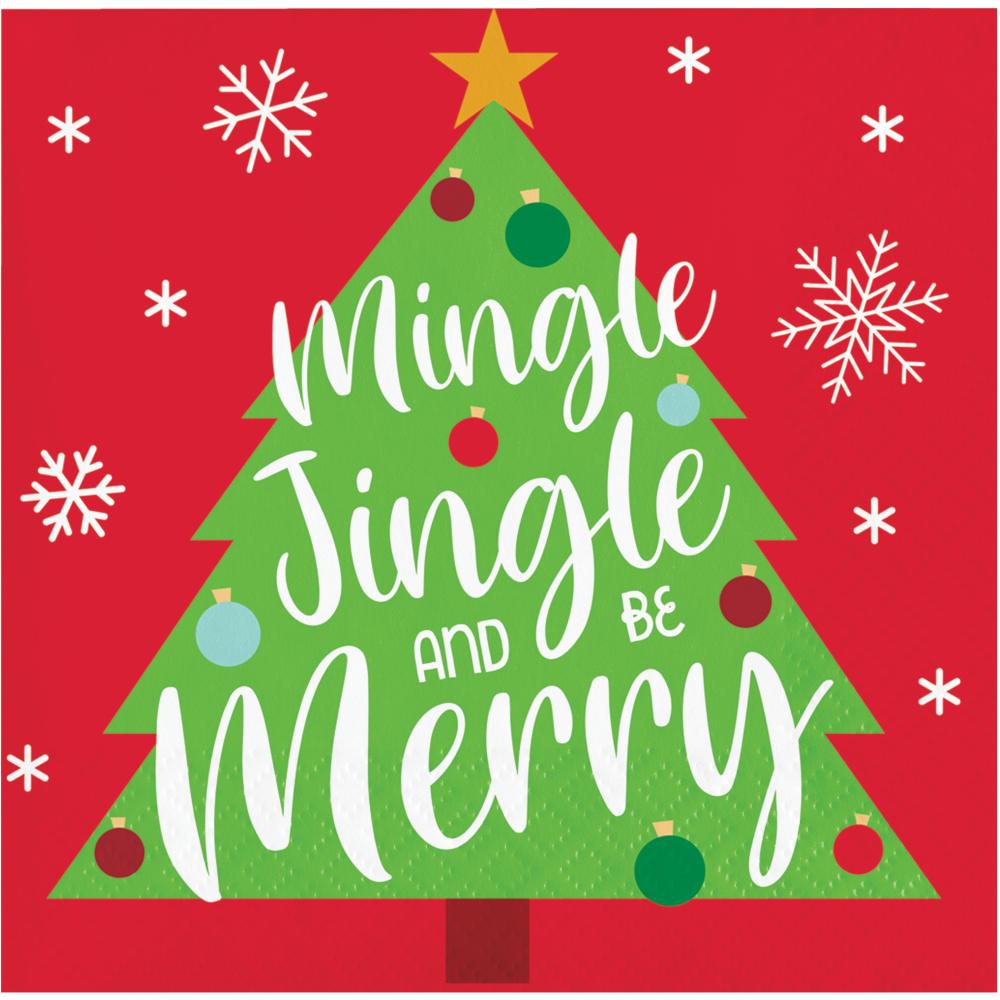 Mingle, Jingle and Be Merry Beverage Napkins 16 ct. 