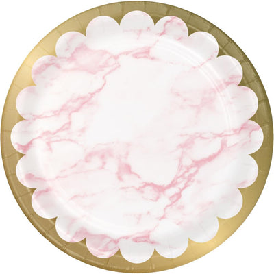 FOIL PINK MARBLE 9 INCH PLATE 8 CT
