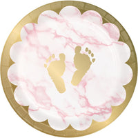 FOIL PINK MARBLE 7 INCH PLATE 8 CT