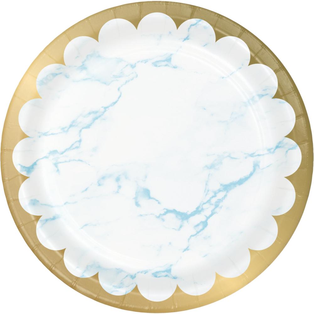 FOIL BLUE MARBLE 9 INCH PLATE 8 CT