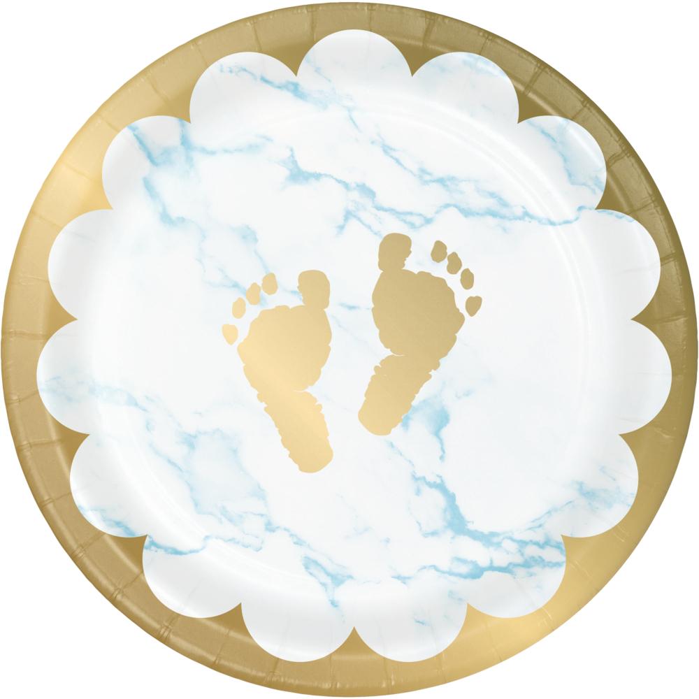 FOIL BABY BLUE MARBLE 7 INCH PLATE 8 CT
