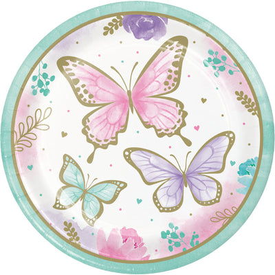 9in. Butterfly Shimmer Lunch Paper Plates 8 ct.
