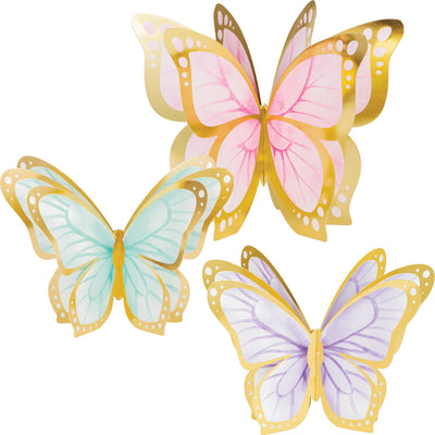 Butterfly Shimmer Foil  3D Centerpiece 3 ct.