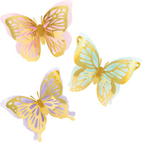 Butterfly Shimmer Foil 3D Wall Décor 3 ct.