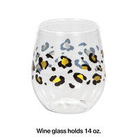 Leopard Foil Print Wine Glass