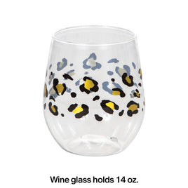 Leopard Foil Print Wine Glass
