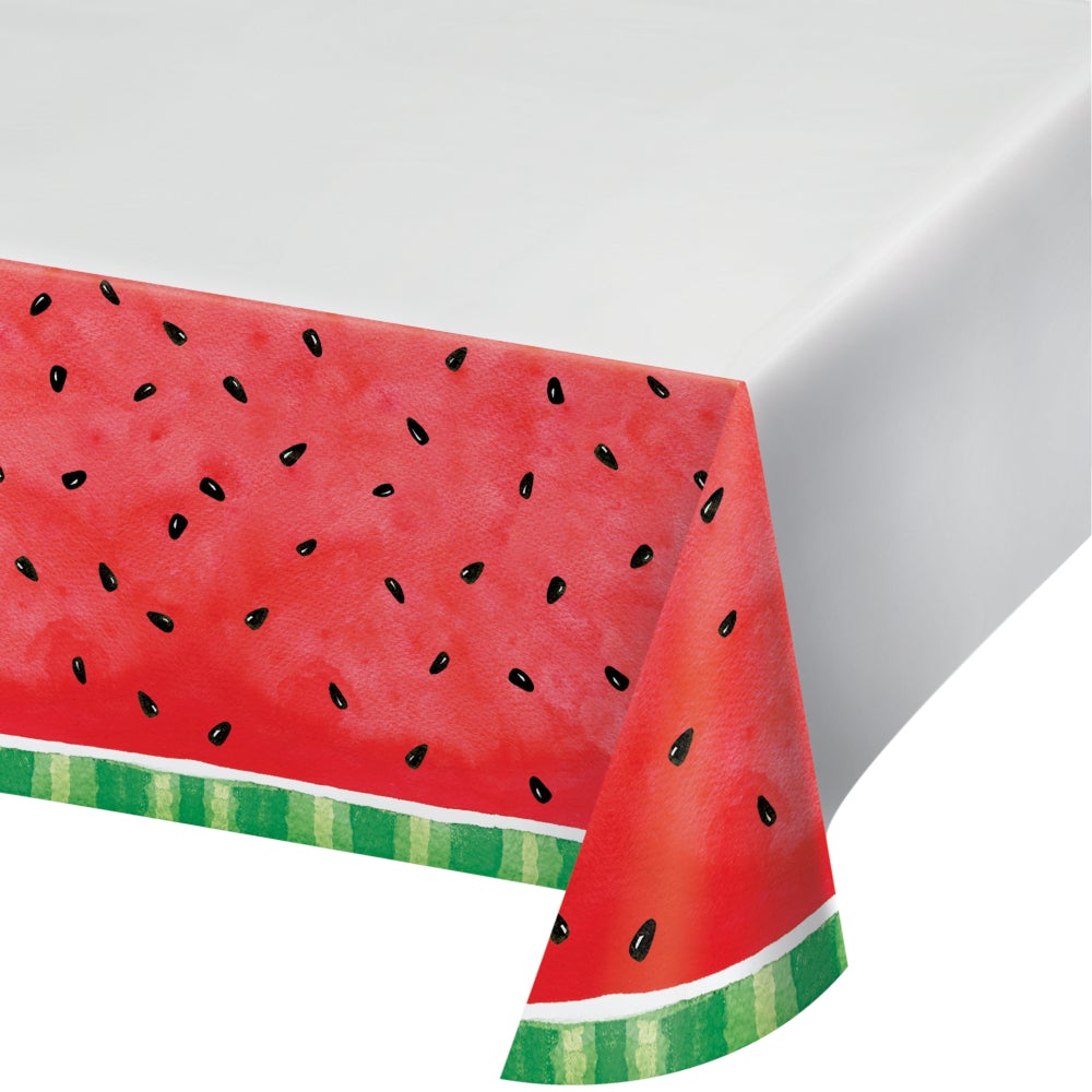 Watermelon Check Paper Tablecover 54" X 102"  1 ct.