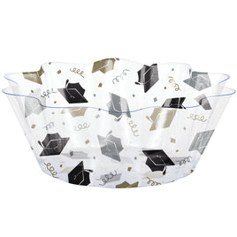8" Black and Gold Plastic Fluted Bowl