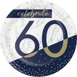 7IN. NAVY & GOLD MILESTONE DESSERT PLATE- 60  8 CT.